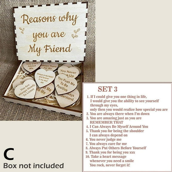 SUCADA Unique Friendship Gift,Reasons Why You are My Friend Wooden Hearts, Thinking of You Gifts Best Friend Friendship Birthday Wooden Love Guestbook Box for Women Friends