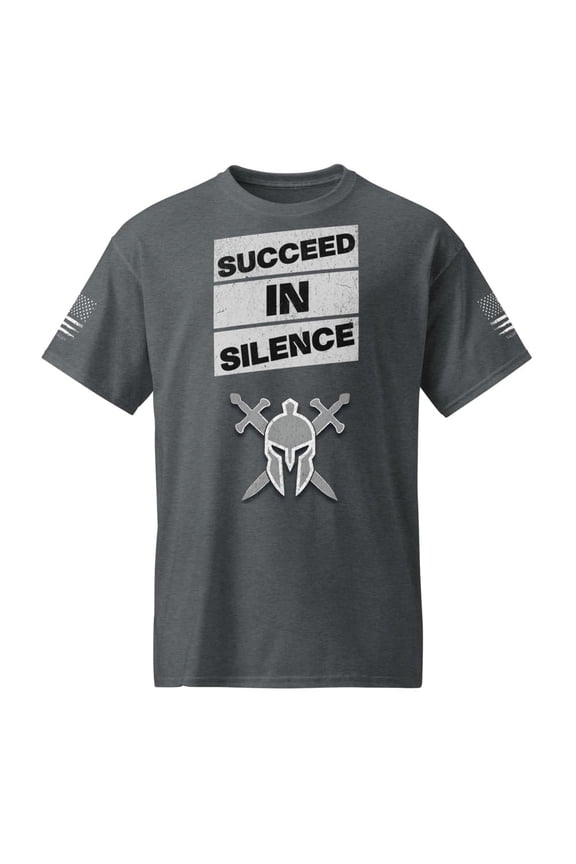 SUCCEED IN SILENCE FITNESS WARRIOR DryBlend® T-Shirt By Valiant American (Dark Heather, S)