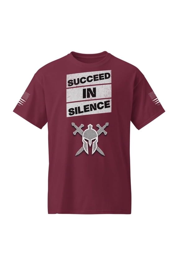 SUCCEED IN SILENCE FITNESS WARRIOR DryBlend® T-Shirt By Valiant American (Maroon, S)
