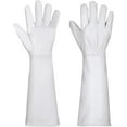 thumbnail image 1 of SUCCLACE Long-Gardening-Gloves for Women/Men - Thorn Proof Cowhide Leather Rose/Blackberry Pruning Heavy Duty Gloves Thick Palm Gauntlet Garden Work Gloves with Forearm Protection (White-Medium), 1 of 12