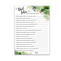 SUCCULENTS DAD JOKES Baby Shower Games, Daddy Jokes Shower Games — Pack of 25 — Fun Dad Joke Game, Greenery Gender Neutral Funny Joke Trivia, Sprinkle Gender Reveal Party, Sip See, Birthday G300-DJK