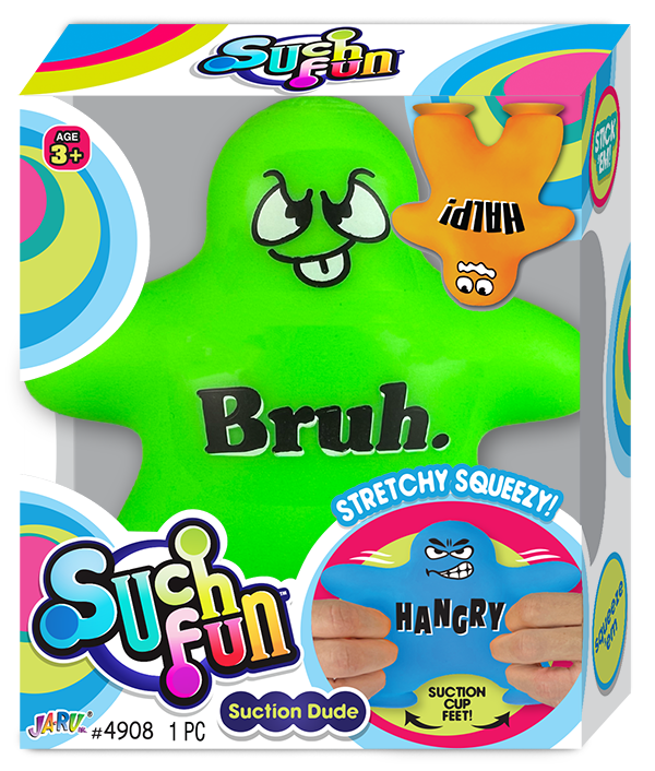 JaRu Suction Cup Squish Dude assorted colors and sayings, c