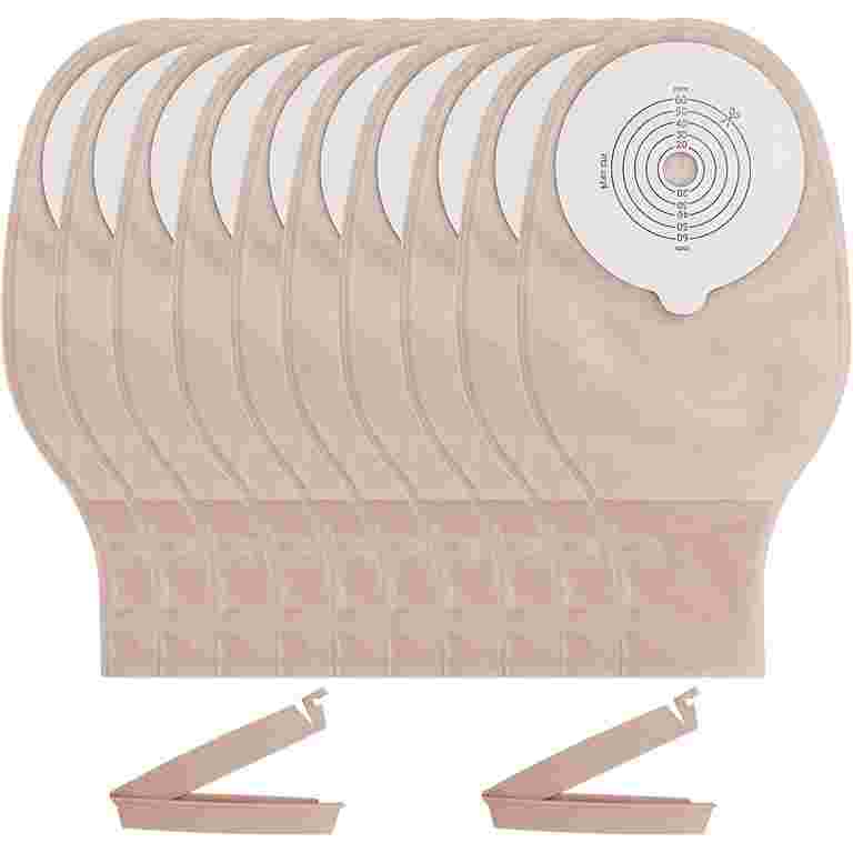 SUCONBE 25pcs Ostomy Bag with Clamp Closure, Colostomy Supplies
