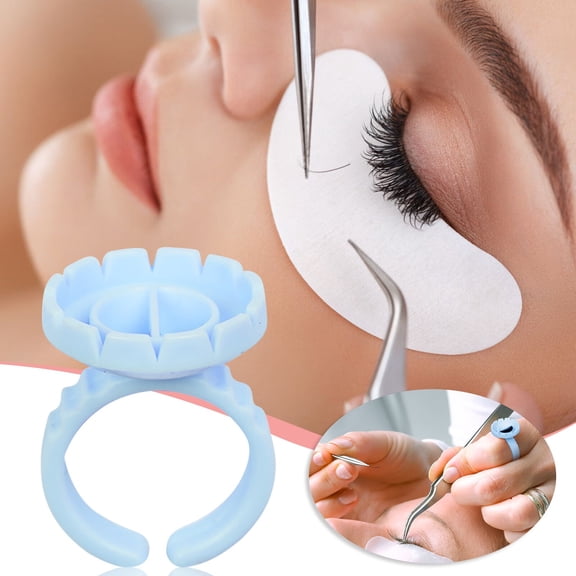 SUCS 100PCS Disposable Glue Ring Eyelash Smart Glue Ring Eyelash Fan Flower Glue Cup + Multicolor