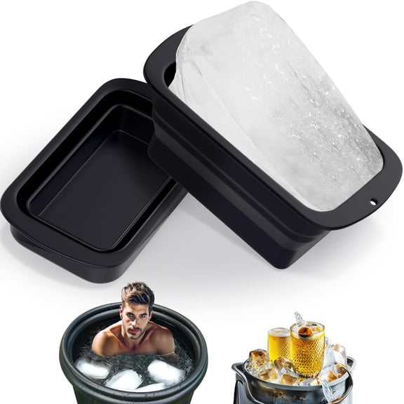 SUCS 2 Pack Extra Large Ice Block Mold-8LB Extra Thick Silicone Ice Cube Molds Collapsible Reusable Ice Cube Tray for Giant Ice Cube Bricks for Ice Bath & Tub Cold Plunge & Coolers
