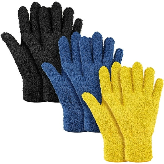 SUCS 3 Pairs Microfiber Dusting Gloves Washable Reusable Cleaning Mittens Gloves for Women