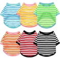 thumbnail image 1 of SUCS 6 Pieces Dog Striped T-Shirt Dog Shirt Breathable Pet Apparel Colorful Puppy Sweatshirt Dog Clothes for Dogs Puppy, 1 of 7