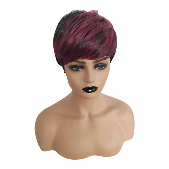 SUCSBlack Women Natural Party Cosplay Red Short Wave Sexy Curly Wavy Synthetic Wigs