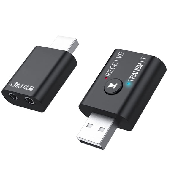 SUCS Bluetooth Transmitter Receiver Adapter 5.1 Portable HiFi Wireless Audio AUX Adapter Built-in Microphone NFC for Projector Car TV Speaker Phone Bluetooth Headphone (Space Black)