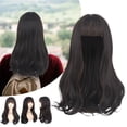 thumbnail image 1 of SUCS Brown Wigs For Women Long Curly Wavy Wig With Bangs Brunette Dark Brown 21.7 Inch Synthetic Fiber Natural Looking Hair Wig For Daily Party Use, 1 of 1