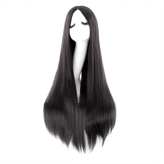 SUCS Cos Wig Universal Black White Long Straight Hair Style For Men And Women