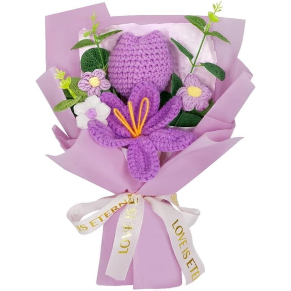 SUCS Crochet Flower Bouquet: Completed Crochet Tulip Flowers for Graduation Gifts Birthday Home Decor