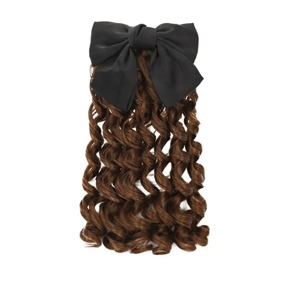 SUCS Curly Ponytail Hairtie Bow Drawstring Type Hair Wig Ultra Braid Light Hair Wig Curly High Strap Long Long Female Ponytail Natural Long Ponytail