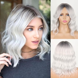 Halloween Glueless Perruque Lisse Ombrée Noire À Grise Avec Frange - SHINE HAIR Halloween Glueless Perruque Lisse Ombrée Noire À Grise Avec Frange - SHINE HAIR