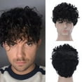 thumbnail image 1 of SUCS European And American Wigs For Men Short Curly Hair Black Chemical Fiber Wigs, 1 of 5