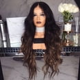 thumbnail image 1 of SUCS Girl Natural Synthetic Brown Curly Hair Fashion Party Gradient Wig Full Wig Long wig, 1 of 5