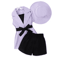 thumbnail image 1 of SUCS Girls Set 100%cotton Suspender Top Shorts Sleeveless Suit Jacket Hat 4pcs Daily, 1 of 9