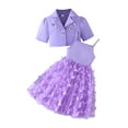 thumbnail image 1 of SUCS Girls Skirt Set Short Suit Jacket Butterfly Mesh Suspender Long Skirt Two-piece Party Gift, 1 of 8