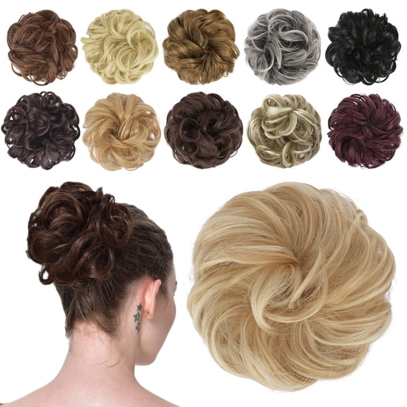 SUCS Hair Buns Hair Piece Hair Scrunchies for Women Thick Hair Extension Bun Messy Wavy Ponytail Hairpieces 1PCS
