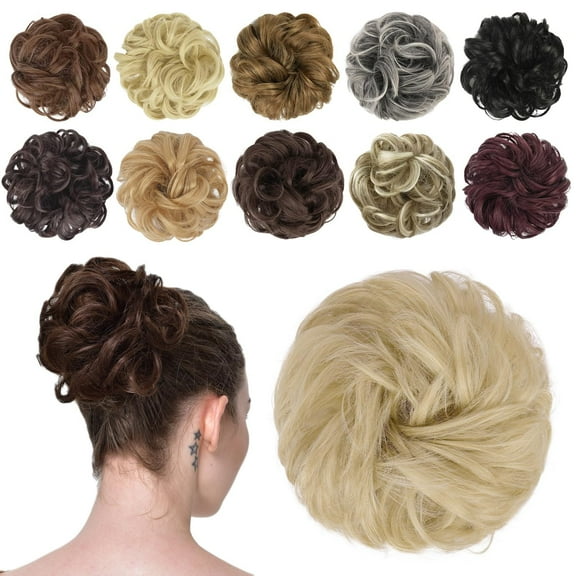 SUCS Hair Buns Hair Piece Hair Scrunchies for Women Thick Hair Extension Bun Messy Wavy Ponytail Hairpieces 1PCS