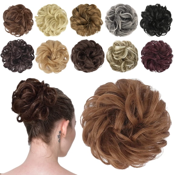 SUCS Hair Buns Hair Piece Hair Scrunchies for Women Thick Hair Extension Bun Messy Wavy Ponytail Hairpieces 1PCS