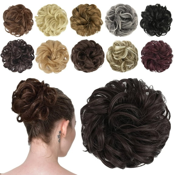 SUCS Hair Buns Hair Piece Hair Scrunchies for Women Thick Hair Extension Bun Messy Wavy Ponytail Hairpieces 1PCS