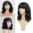 thumbnail image 1 of SUCS Hair Synthetic Curly Bob Wig with Bangs Short Wavy Hair for Women Bob Style Heat Resistant Colored Wigs, 1 of 1
