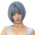 thumbnail image 1 of SUCS Human Hair Wigs For Women Black Color Natural Lace Hair Fashion Synthetic Short BOB Straight Blue Hair Wig Natural Hai, 1 of 5