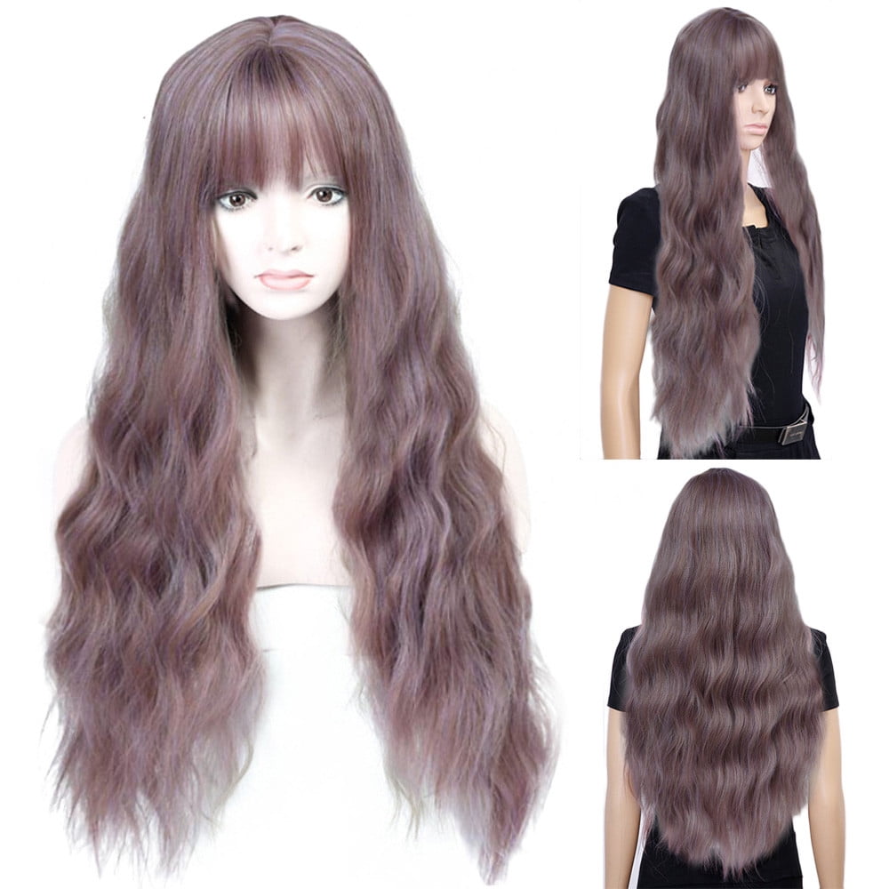 SUCS Human Hair Wigs For Women Black Color Natural Lace Hair Long Mix Purple Women Wigs Heat Resistant Synthetic Kinky Curl