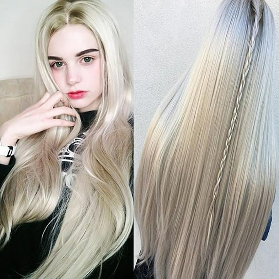SUCS Human Hair Wigs For Women Black Color Natural Lace Hair Women Natural Gold Party Wig Long Straight Hair Fashion Girl S