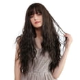 thumbnail image 1 of SUCS Ladies Fashion Synthetic Hair Mixed Black Brown Thin Bangs With Curly Hair, 1 of 5