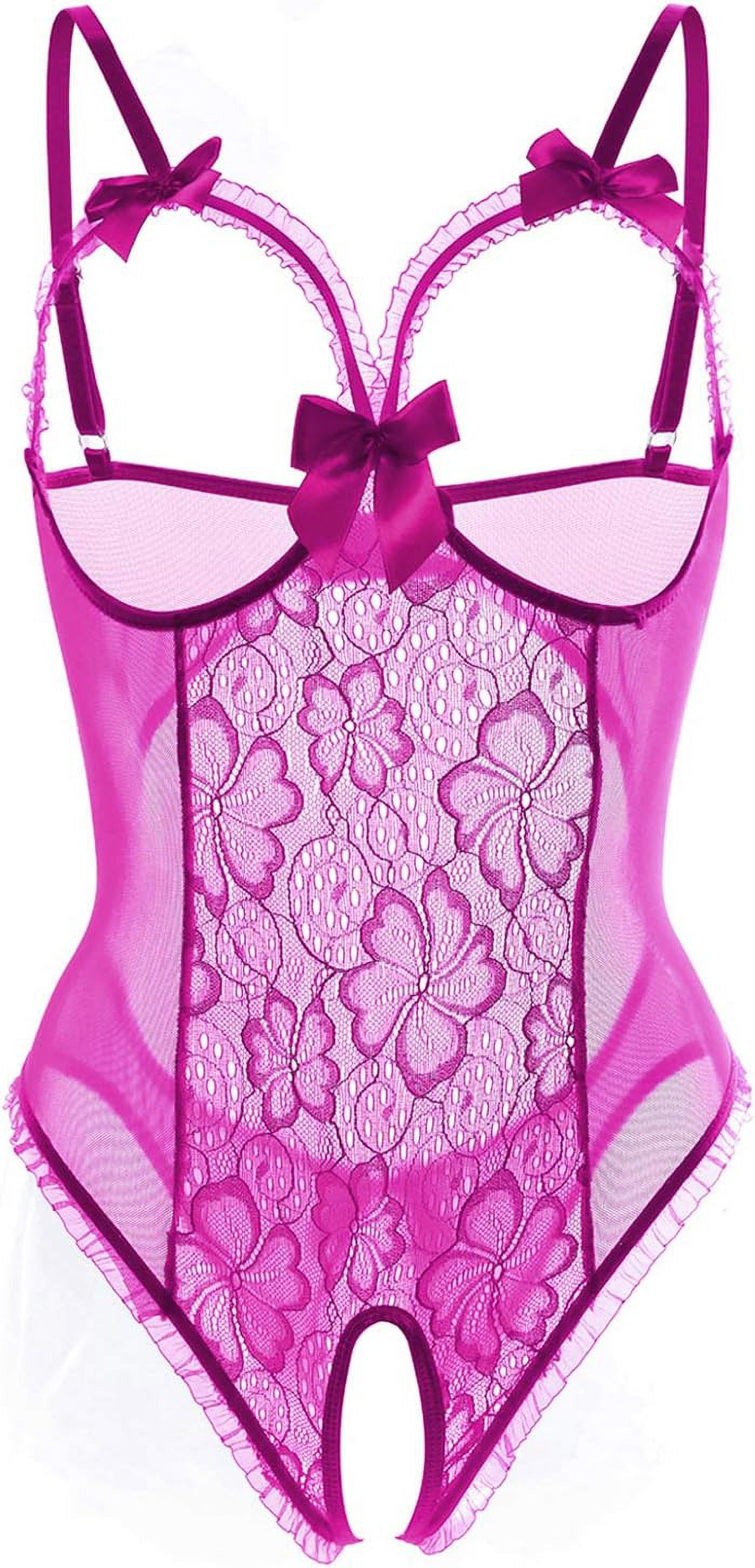 SUCS Lingerie for Women Sexy Teddy One-Piece Lace Babydoll Bodysuit Nightie  Plus Size