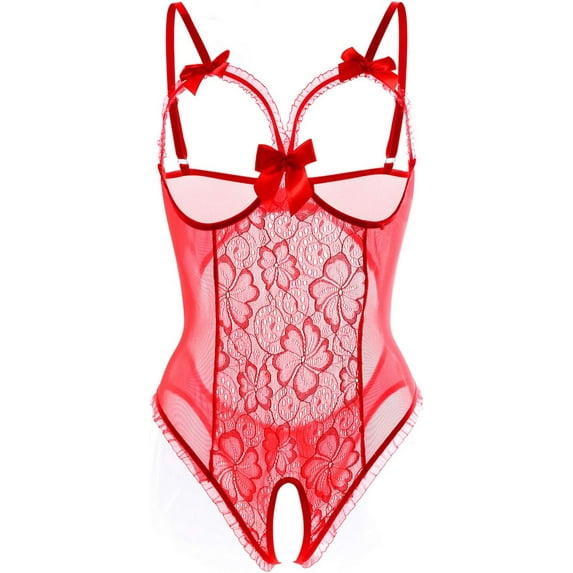 SUCS Lingerie for Women Sexy Teddy One-Piece Lace Babydoll Bodysuit Nightie Plus Size
