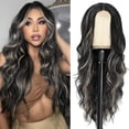 thumbnail image 1 of SUCS Long Ombre Blonde Wavy Wig for Women 26 Inch Middle Part Curly Wavy Wig Natural Looking Synthetic Heat Resistant Fiber Wig for Daily Party Use, 1 of 7