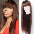 thumbnail image 1 of SUCS Long Straight Hair Wig Natural Light Brown Remy Heat-Resistant Fiber Hair, 1 of 5