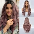thumbnail image 1 of SUCS Medium Length Curly Hair Dyed Wave Female Wig, Natural Wave Wig Synthetic Heat, 1 of 5