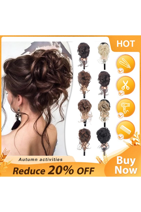 Messy Bun Hair Piece for Women with Claw Clip Hair Extensions Dark Brown Bun,Curly Wavy Hair Bun Clip in Claw Chignon Ponytail Hairpieces with Long Beard Tousled Updo Hair