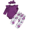 thumbnail image 1 of SUCS Newborn Baby Girl Clothes Infant Girl Outfits Long Sleeve Ruffle Romper  Floral Pants Headband Set, 1 of 7