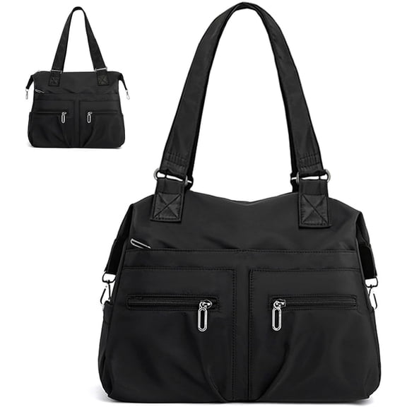 SUCS Nylon Tote Bag for Women Shoulder Tote Bag with Zipper Waterproof Nylon Purse and Handbags Lightweight Bag