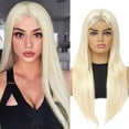 thumbnail image 1 of SUCS Ombre Blonde Bob Wig Straight Wigs Highlight Blonde Hair Synthetic Lace Front Wig Shoulder Lenth Bob Wigs For Daily Party(14 Inch), 1 of 7