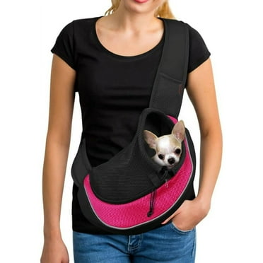 SUCS Pet Dog Sling Carrier Large Pocket Adjust Strap Design Breathable Mesh Travel Safe Sling Bag Carrier for Dogs Cats
