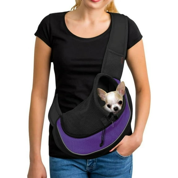 SUCS Pet Dog Sling Carrier Large Pocket Adjust Strap Design Breathable Mesh Travel Safe Sling Bag Carrier for Dogs Cats