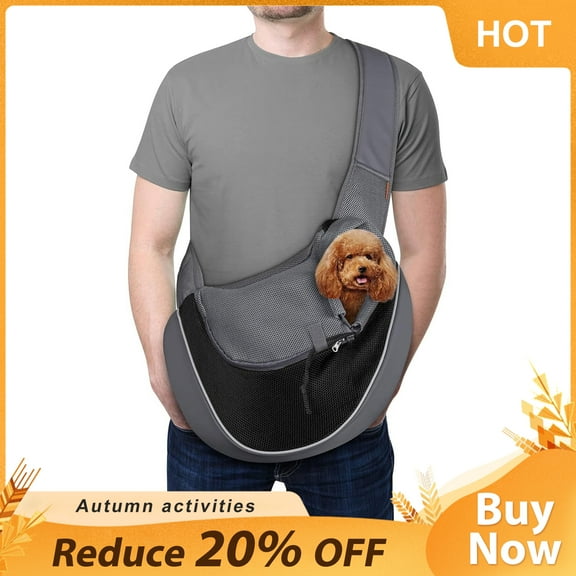 SUCS Pet Dog Sling Carrier Large Pocket Adjust Strap Design Breathable Mesh Travel Safe Sling Bag Carrier for Dogs Cats