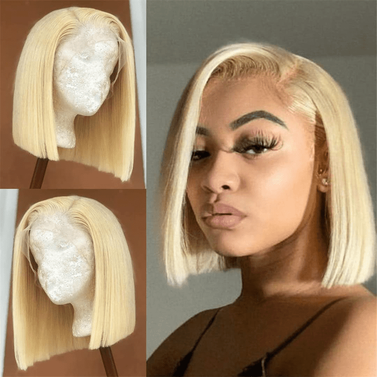 SUCS Plucked Bleached Knots Free Part 14 Inch Short Blonde  display picture 1