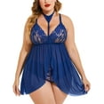 thumbnail image 1 of SUCS Plus Size Lingerie for Women Sexy Lace Babydoll Mesh Choker Sleepwear L-5XL, 1 of 6