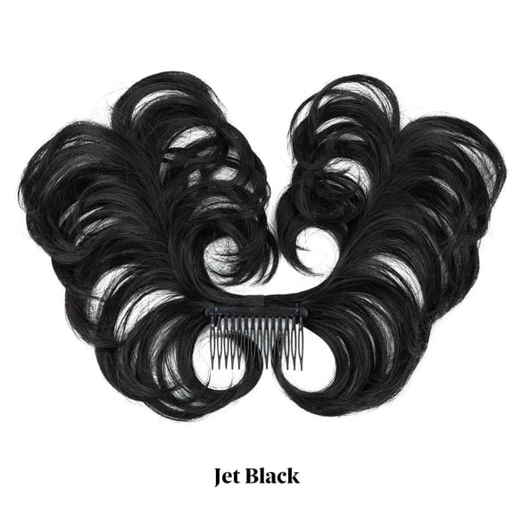 SUCS Short Natural Straight Messy Bun Hair Piece, Side Comb Clip-in Hairpiece for Women with Versatile Adjustable Styles & Effortless StylingJet Black