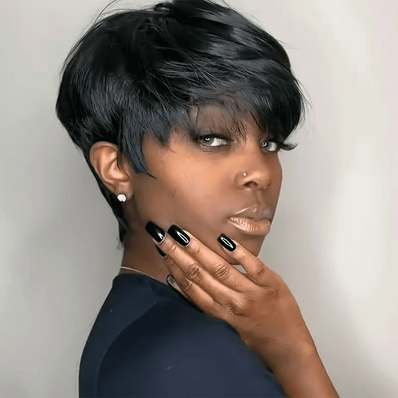 SUCS Short Pixie Cut Wigs for Black Women Synthetic Heat Resistant Fiber African American Black Short Bob Wig