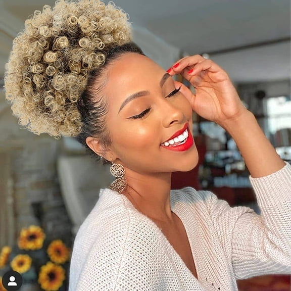 SUCS Women African Wig with Exploding Hair Buds and Fluffy Curly Caterpillar Buns