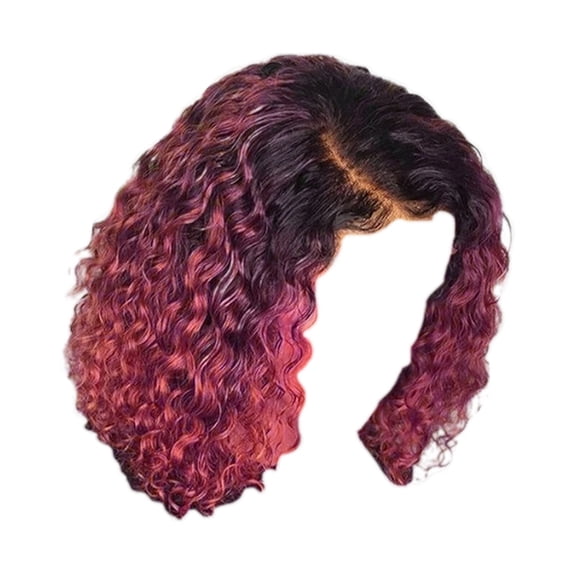 SUCS Women Red Brazilian Short Wavy Curly Parting High Temperature Fiber Wig Hair