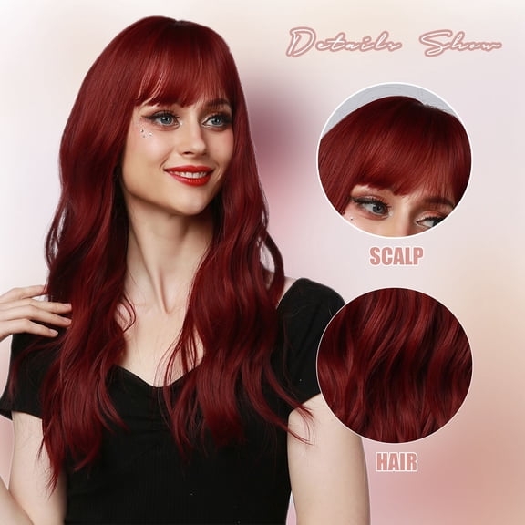 SUCS Women'S Fashion High Temperature Resistant Silk Synthetic Bangs Long Hair Wig